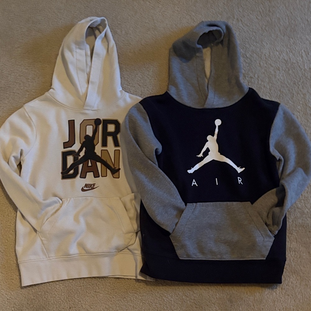 Nike Air Jordan Youth Hoodies - (White, Black and Brown) (White Gray Collection)